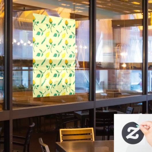 Florentijn met gele roos en tulpbloemen raamsticker (Restaurant Raam)