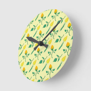 Florentijn met gele roos en tulpbloemen ronde klok