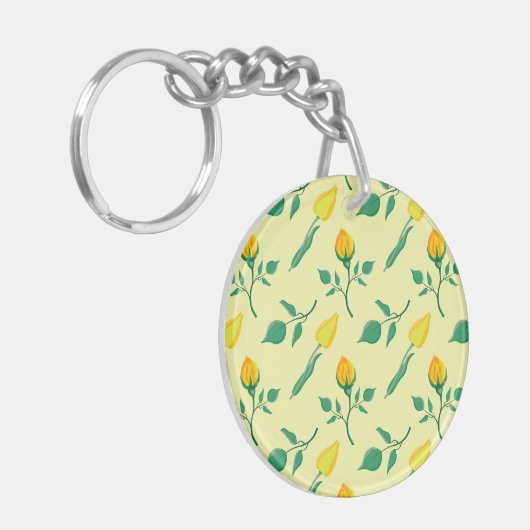 Florentijn met gele roos en tulpbloemen sleutelhanger (Voorkant Links)