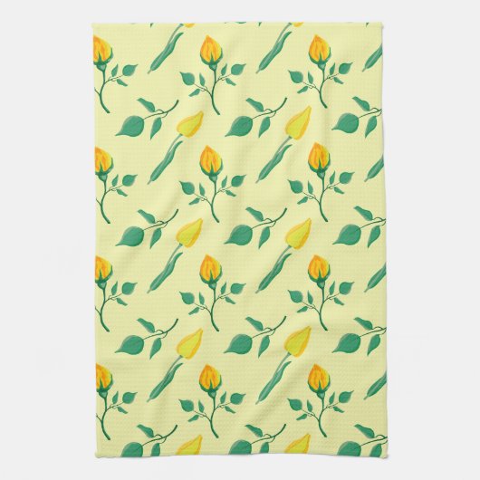 Florentijn met gele roos en tulpbloemen theedoek (Verticaal)