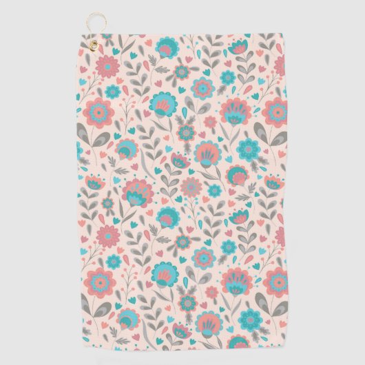 Florentijn voor blauwgroen en koraalfolk golfhanddoek (Voorkant)
