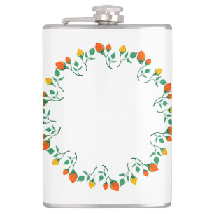 Florentijns rond lijst met gele en rode rozenbloem heupfles