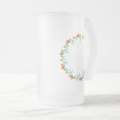 Florentijns rond lijst met gele en rode rozenbloem matglas bierpul (Voorkant rechts)