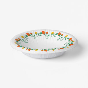 Florentijns rond lijst met gele en rode rozenbloem papieren kommen