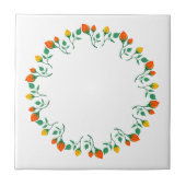 Florentijns rond lijst met gele en rode rozenbloem tegeltje (Voorkant)