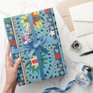 Florentijnse blauwe achtergrond Verpakkingspapier Cadeaupapier