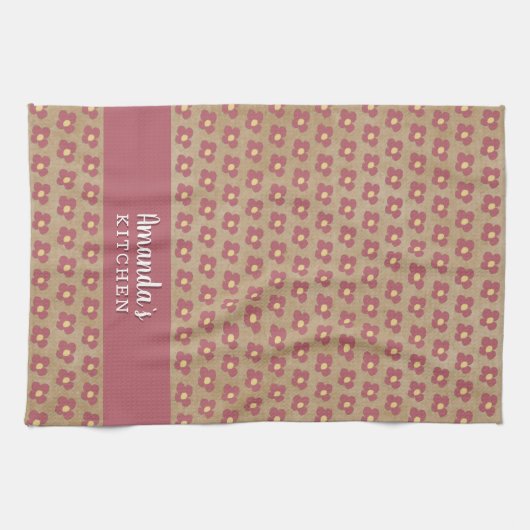 Florentijnse naam Rustic Beige Red Flower Pattern Theedoek (Horizontaal)