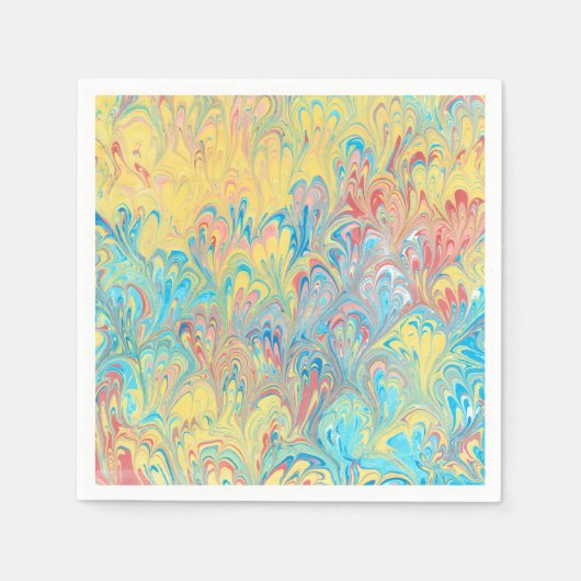 Florentijnse pauwenveer gemarmerd papieren servett servet (Voorkant)