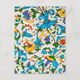 FLORENTIJNSE RENAISSANCE BLAUWE BLOEMENKRULLEN, BL BRIEFKAART