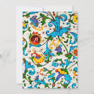 FLORENTIJNSE RENAISSANCE BLAUWE BLOEMENKRULLEN, BL FEESTDAGENKAART