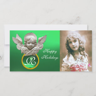 FLORENTIJNSE RENAISSANCE ENGEL Groene Edelsteen Mo Feestdagenkaart