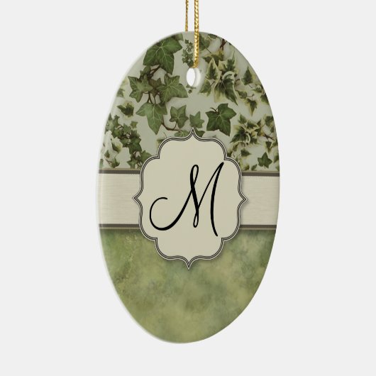 Florentijnse Waterverf Ivy met Monogram Keramisch Ornament (Rechts)