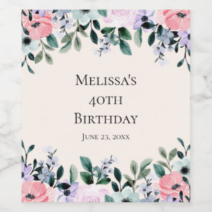 Florentijnse Waterverf - Roze en Paarse  Wijn Etiket