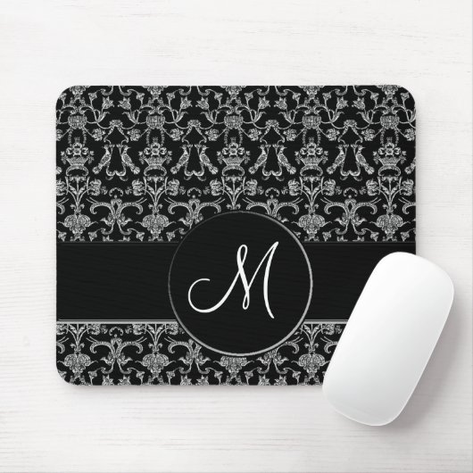 Florentine Damask (Monogram) (Wit) Muismat (Met muis)