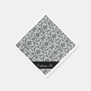  Florentine Damask (zwart) Servetten