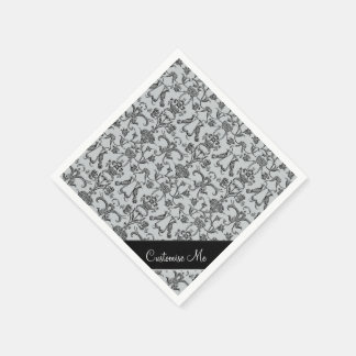  Florentine Damask (zwart) Servetten