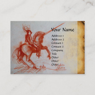 FLORENTINE KNIGHT OP HORSEBACK Monogram goud rood Visitekaartje