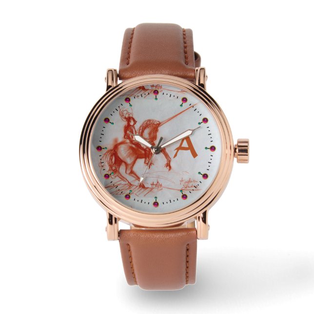 FLORENTINE KNIGHT OP HORSEBACK-monogram Horloge (Voorkant)