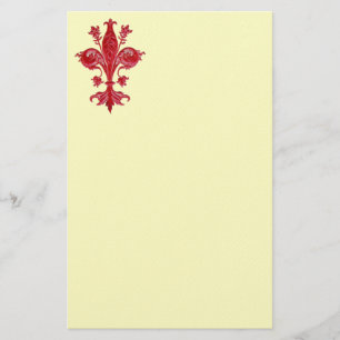 FLORENTINE RED LILY/FLEUR DE LIS, Cream Felt Briefpapier