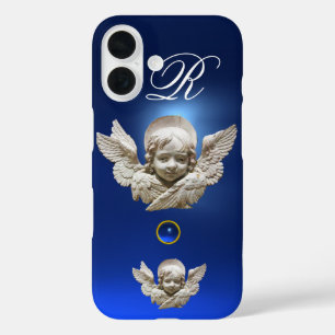 FLORENTINE RENAISSANCE ANGEL Blue Gem Monogram iPhone 16 Hoesje