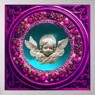 FLORENTINE RENAISSANCE ANGEL MET FLORAL CROWN POSTER