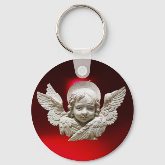 FLORENTINE RENAISSANCE ANGEL, Red Ruby Gem Sleutelhanger (Voorkant)