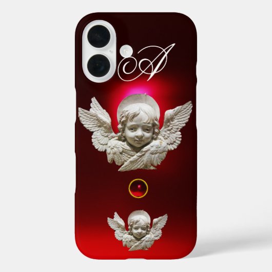 FLORENTINE RENAISSANCE ANGEL Red Ruby Monogram Case-Mate iPhone Case (Achterkant)
