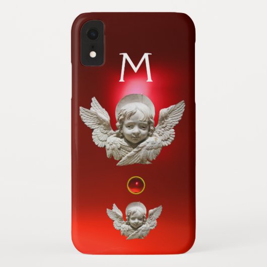 FLORENTINE RENAISSANCE ANGEL Red Ruby Monogram Case-Mate iPhone Case (Achterkant)
