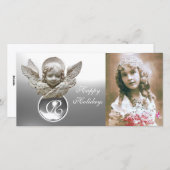 FLORENTINE RENAISSANCE ANGEL White Gem Monogram Feestdagenkaart