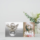 FLORENTINE RENAISSANCE ANGEL White Gem Monogram Feestdagenkaart