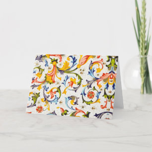 FLORENTINE RENAISSANCE FLORAL SWIRLS, FLOWERS BEDANKKAART
