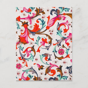 FLORENTINE RENAISSANCE RED FLORAL SWIRLS, FLOWERS BRIEFKAART