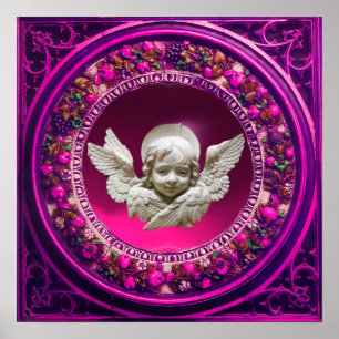FLORENTINSE RENAISSANCE ENGEL ROZE BLOEMENKRANS POSTER