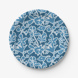 Flores azules papieren bordje
