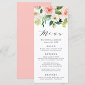 Flores bleues | Carte de menu Mariage (Devant / Derrière)