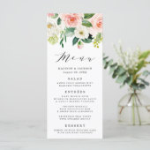 Flores bleues | Carte de menu Mariage (Debout devant)
