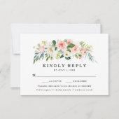 Flores bleues | Carte RSVP Mariage Avec Choix De R (Devant)