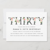 Flores bleues | Invitation de fête du 30e annivers (Devant)