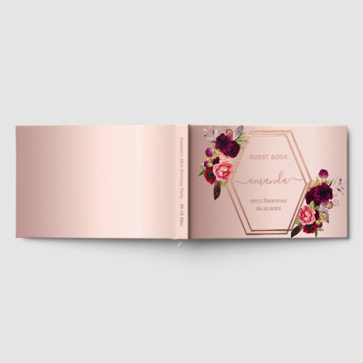 Flores bordeaux géométriques d'or rose (Complet)