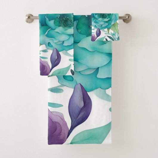 Flores d'aquarelle bleu Rose pourpre (En situation)