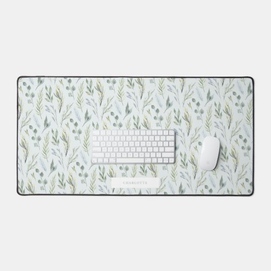 Flores d'aquarelle botanique verte (Clavier et souris)