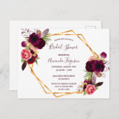 Flores de douche nuptiale invitation bordeaux (Devant / Derrière)