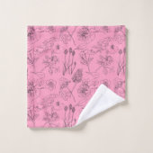 Flores del campo sobre rosa (Gant de toilette)