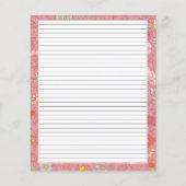 Flores d'été rétro Papier à lettres rose (Devant)