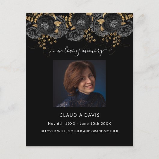 Flores d'or noir programme funéraire photo (Devant)