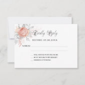 Flores d'or rose blanc réponse mariage RSVP (Devant)