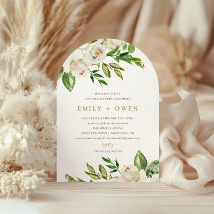 Flores dorées Couples Douche Invitation