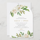 Flores dorées Couples Douche Invitation (Devant)