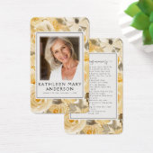 Flores jaunes Photo Funérailles Carte de prière co (Bureau)