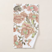 Flores rose pâle, bleu sur blanc (Serviette à main)